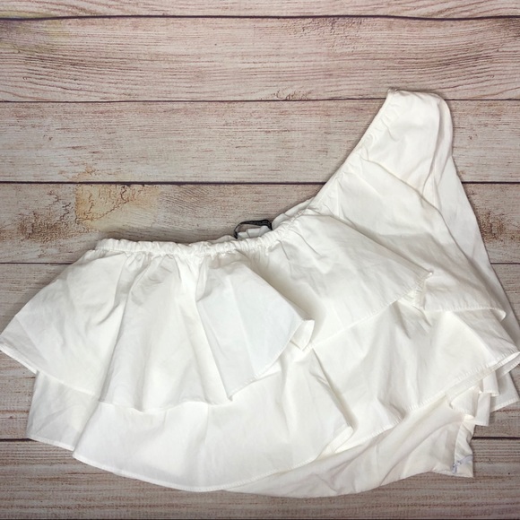 Zara Ruffle One Shoulder Crop Top - Picture 3 of 7